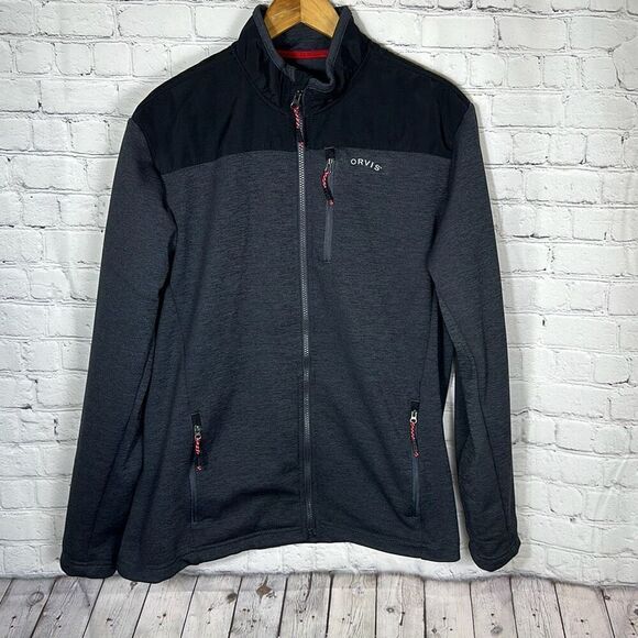 Orvis Men's Bonded Mesh Full-Zip Jacket size L Large Black Gray - Picture 1 of 8